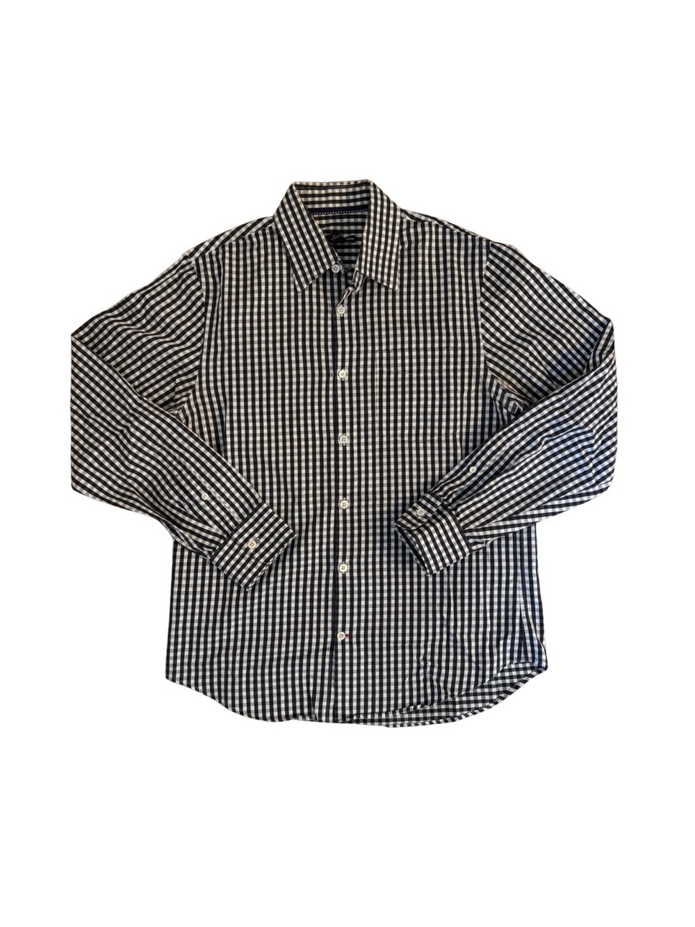 2000’s Club Monaco Men's Black and White Checkered Shirt